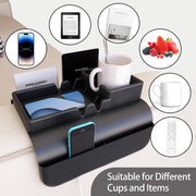 Silicone Sofa Armrest Tray with 5 Side Pockets Anti-Slip Recliner Armchair Caddy Organizer for Drinks, Remote, Tablet, Snacks, Phone Living Room Couch Storage Holder, Black