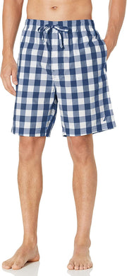 mens Soft Woven 100% Cotton Elastic Waistband Sleep Pajama Short Soft Woven 100% Cotton Elastic Waistband Sleep Pajama Short - Blue Depths