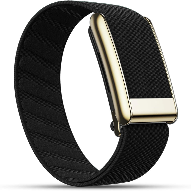 Dado Ultra-soft Nylon Sport Band Compatible with WHOOP 5.0, One, Peak, and Life Breathable, Durable & Secure Fit Strap NOT for Gen 4 - Black / Gold Connector One/Peak