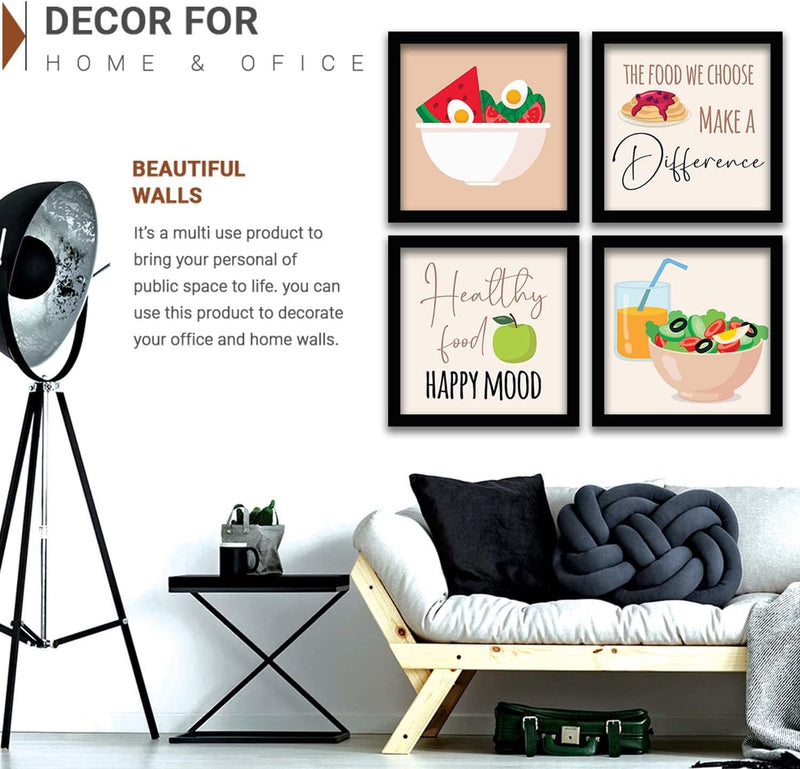 kotart Engineered Wood Photo Frames For Kitchen And Restaurant Wall Decoration - Food Quotes Decor Poster With Frame (11 Inch X 11 Inch, Multi) Design-2, Square)