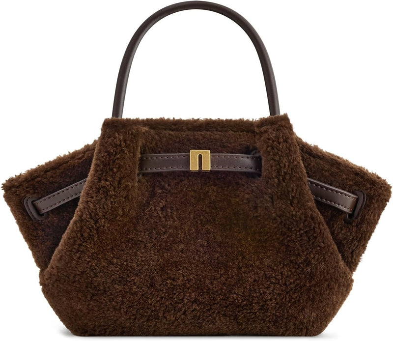 Women's Hana Mini Tote Bag - Dark Brown Faux Fur
