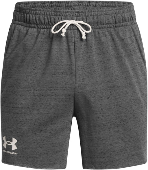 mens Ua Rival Terry 6In Shorts (pack of 1) - Castlerock / / Onyx White