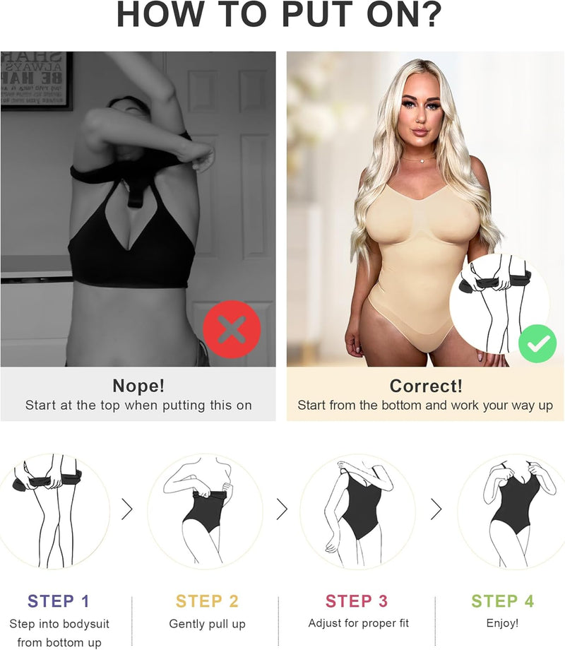 SHAPERX Bodysuit for Women Tummy Control Shapewear Seamless Sculpting Thong Body Shaper Tank Top