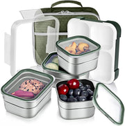Insulated Bento Lunch Box Stainless Steel, 3 Removable Compartments For Adults & Kids With Lunch Bag Microwave/Dishwasher/Freezer Safe BPA Free, Leakproof Green, 1260 ML - Green, 1060 ML