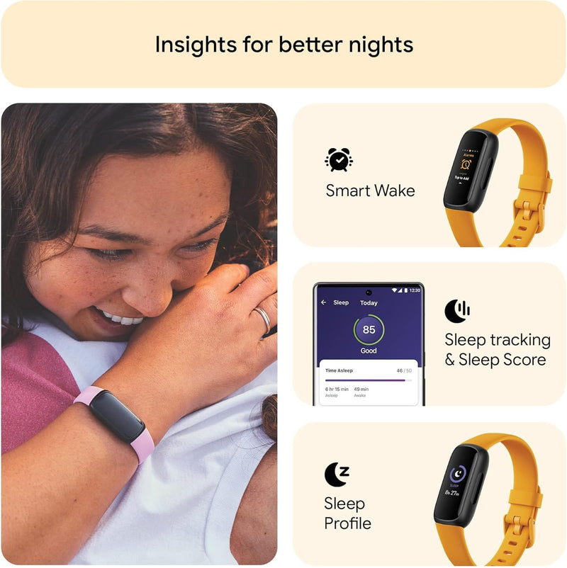 Fitbit Inspire 3 Activity Tracker with 6-months Premium Membership Included, up to 10 days battery life and Daily Readiness Score - Black/Midnight Zen, One Size