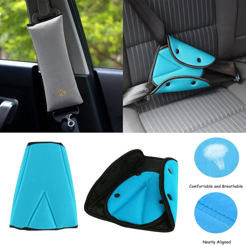 KOWVOWZ 4Pcs Seat Belt Pads, Children Car Safety Kids Seatbelt Adjuster Cover Strap Mash Shoulder Pad Children Seat Belt Clips, Car Safety Strap Protection for Children Adults, Seatbelt Clip
