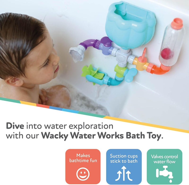 Nuby Wacky Waterworks Pipes Bath Toy with Interactive Features for Cognitive Development - Wacky Waterworks Pipes