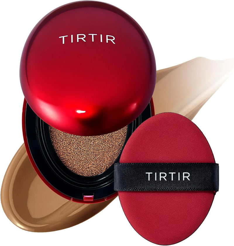 Mini Size TIRTIR Mask Fit Red Cushion Foundation Japan's No.1 Choice for Glass skin, Long-Lasting, Lightweight, Buildable Coverage, Semi-Matte (21N Ivory, 4.5g (Pack of 1)) - 43N Deep Cocoa 0.63 Fl Oz (Pack of 1)