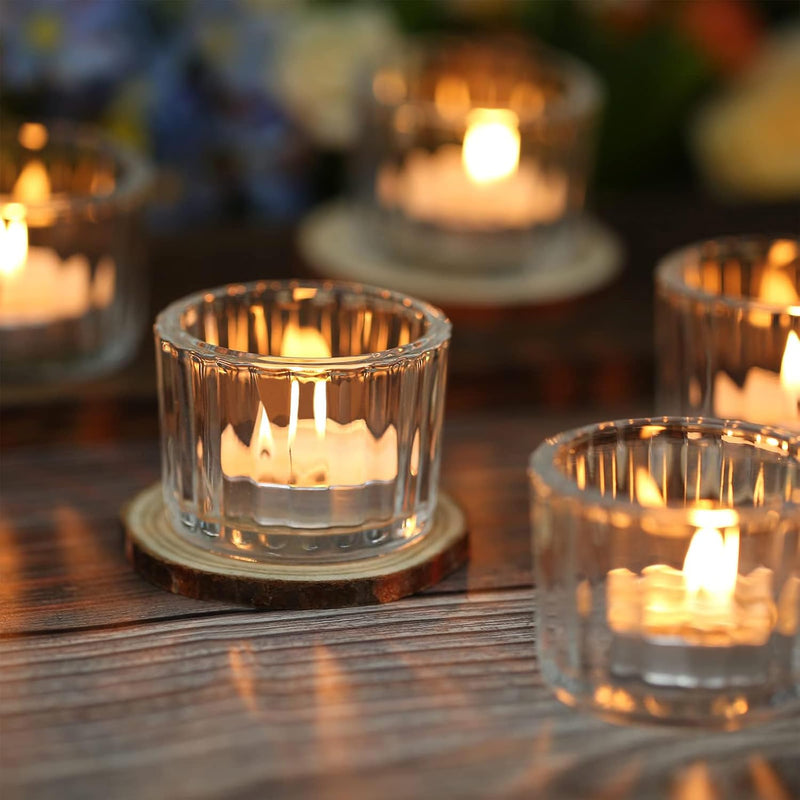 Glass Taper Candleholders - Clear Small Candlestick Holder Bulk, Set of 6 Clear Candleholders for Taper Candles Small Table, Glass Candlestick Holders, Thicker Glass Candle Sticks Set