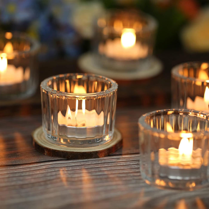 Glass Taper Candleholders - Clear Small Candlestick Holder Bulk, Set of 6 Clear Candleholders for Taper Candles Small Table, Glass Candlestick Holders, Thicker Glass Candle Sticks Set