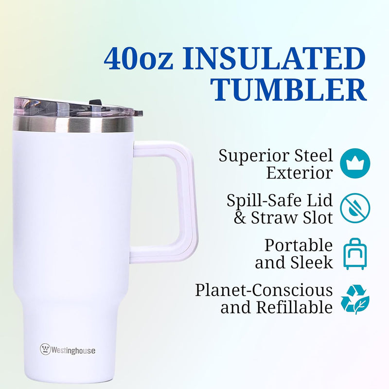 Westing House 32oz/946ml Double-Wall Stainless Steel Insulated Tumbler | BPA-Free Reusable Cup for Coffee, Water, Iced Tea & More | 6 hrs Hot & 9 hrs Cold | Ideal for Indoor & Outdoor Use | Black