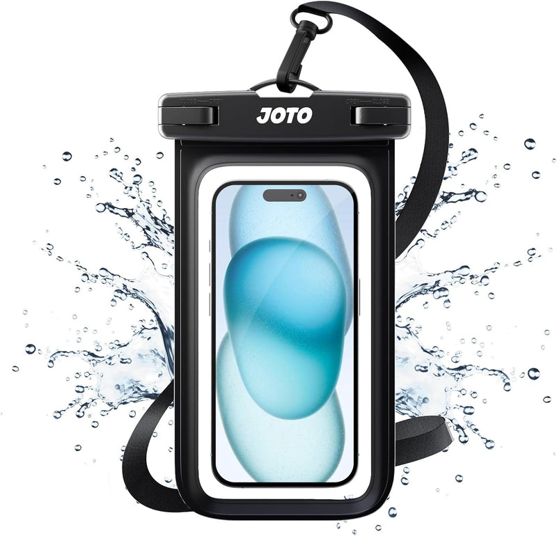 JOTO Universal Waterproof Phone Pouch Cellphone Dry Bag Case for iPhone 17 16 15 14 13 12 11 Pro Max Air Mini Plus Xs XR X 8 7 6S, Galaxy S23 S22 S21 Plus Note, Pixel up to 7" -Black - Standard Black 1 Pack