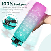 Motivational Water Bottle 1L with Straw BPA-Free, Leakproof Sports Bottle with Time Marker for Kids and Adults, Drink bottle for Gym, Travel, School, Office Use, Daily Hydration