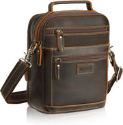 Polare Italian Full Grain Leather Messenger Bag Vintage Chest Shoulder Crossbody Bag Casual Sling Business Handbag for Men - Dark Brown