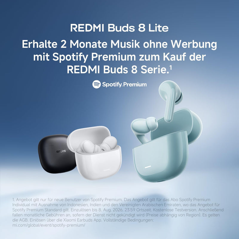 XIAOMI REDMI Buds 8 Lite, Bluetooth In-Ear Headphones with 12.4mm Dynamic Driver, Dual Microphones, Noise Reduction, Lightweight Design, Fast Pairing (Black)