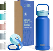950ml Water Bottle 18/8 Stainless Steel 304 Double Wall Insulated Thermos Bottle with Straw Lid and wide mouth, 2 lids included, Hot Cold Liquids Sports Bottle, 32oz - Lavender