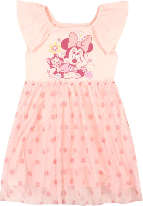 Disney Princesses and Minnie Mouse Girls Tutu Dress Princess Moana Rapunzel Belle Flutter Sleeve Dress for Girls