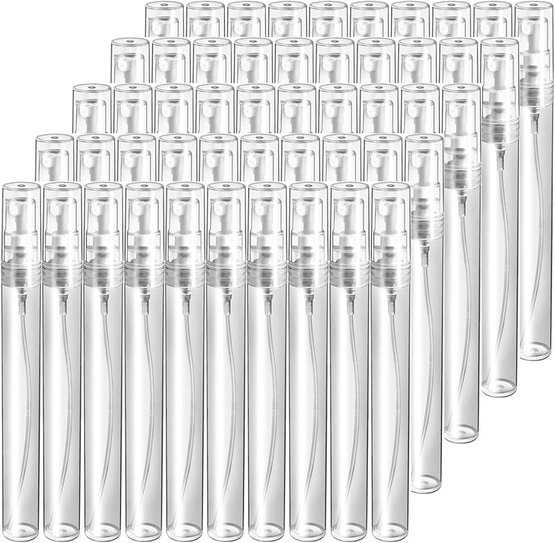 10ml Mini Spray Bottle,100 Pack 10ml Mini Plastic Spray Bottle Empty,Fine Mist Refillable Mini Perfume Bottle,Perfume Atomizer,Small Empty Sample Containers (100Pack) - 50Pack