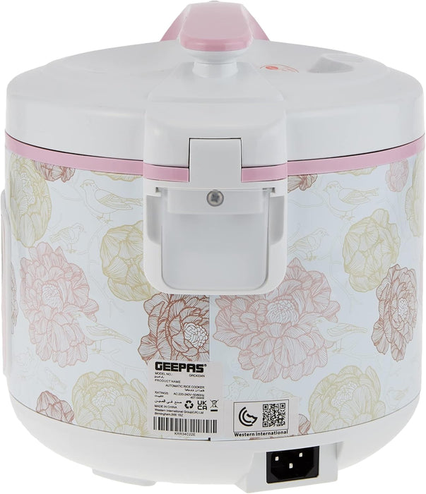 Geepas 1.5 L Electric Rice Cooker With Steamer | 500W Non-Stick Inner Pot, Automatic Cooking, Easy Cleaning, High-Temperature Protection - Make & Steam Healthy Food Vegetables