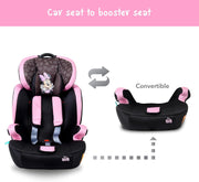 Disney Minnie Mouse Baby/Kids 3-in-1 Car Seat + Booster Seat - Adjustable Backrest - Extra Protection - Suitable from 9 months to 12 years (Group 1/2/3), Upto 36kg (Official Disney Product)