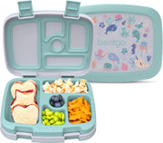 Bentgo Kids Prints Leak-Proof, 5-Compartment Bento-Style Kids Lunch Box - Ideal Portion Sizes for Ages 3 to 7 - BPA-Free, Dishwasher Safe, Food-Safe Materials (Dino Fossils) - Sea Life