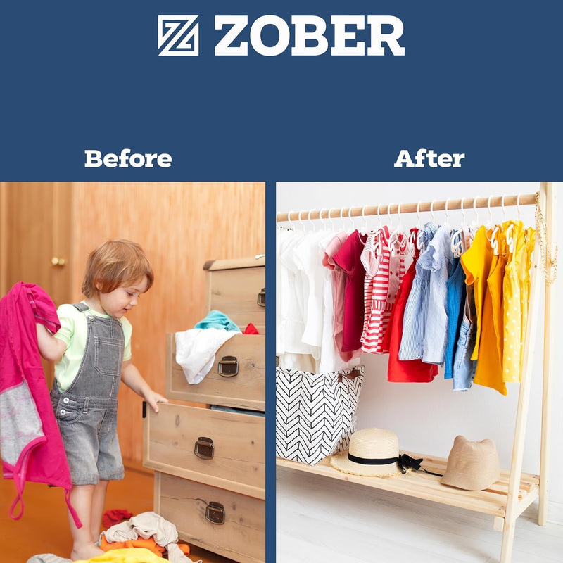 ZOBER Plastic Baby Hangers Non-Slip Toddler & Kids Hangers Durable, Lightweight, Slim & Space-Saving Perfect for Shirts, Pants, Outerwear Holds Up to 5.5 lbs Closet Organization(10Pack, White)