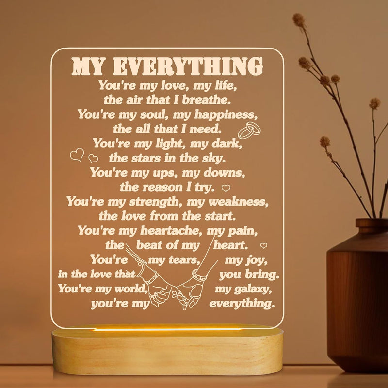 Sulfar 3D Illusion Lamp I Love You Night Light You are My Everything Gifts for Wife Husband Anniverysary Birthday Valentines Day