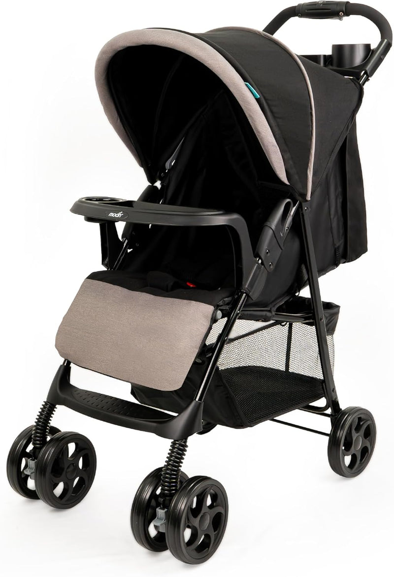 The Moon Brand Metro Urban Baby Stroller One Hand Fold Baby Travel Gear Lock, Dual Tray, Leg Rest, Multi-Reclining Seat Baby Trolley for Newborn, Infant & Toddler 0m+ (Up to 18 Kg) Grey - # gray