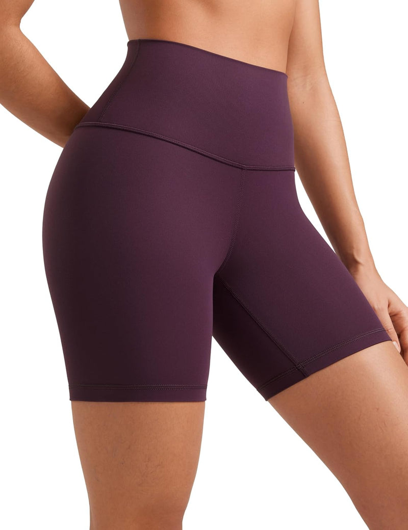Womens ButterLuxe Biker Shorts 6"- High Waist Workout Athletic Running Spandex Yoga Shorts - Deep Purple