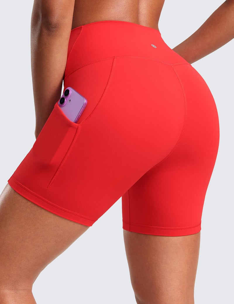 CRZ YOGA Womens Butterluxe Biker Shorts with Pockets 5 Inches - High Waisted Volleyball Workout Athletic Yoga Short Leggings
