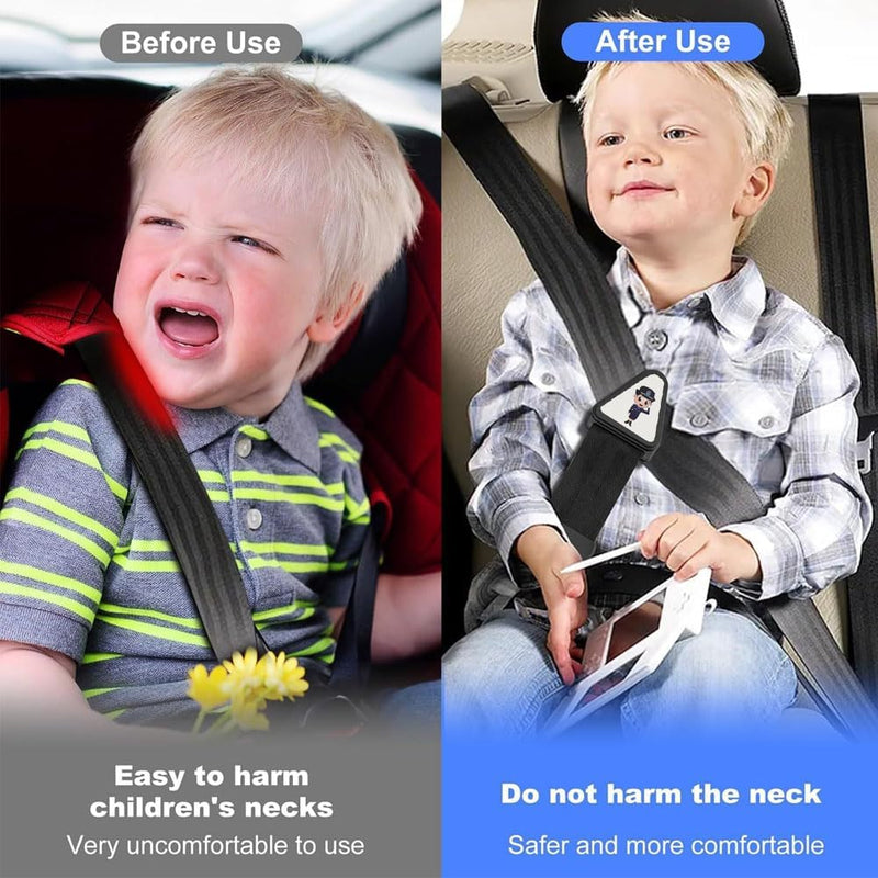 Goodern Kids Seat Belt Adjuster,Adjustable Car Seatbelt with Clips Car Universal Seatbelt Adjuster to Protect Child's Neck and Face,Comfort Neck Protector Belt for Children's Travel Essential-Black