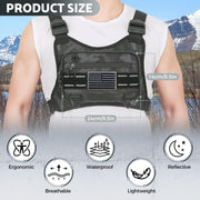 Sports Chest Bag For Men, Water Resistant Lightweight Front Chest Pack, Running Vest Bag With Built-In Phone Holder & Extra Storage For Workouts, Running, Cycling, Camo, Western