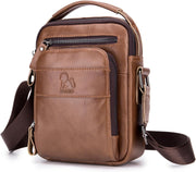Men's Genuine Leather Shoulder Bag Messenger Briefcase CrossBody Handbag Satchel Travel bag - Light Brown-small