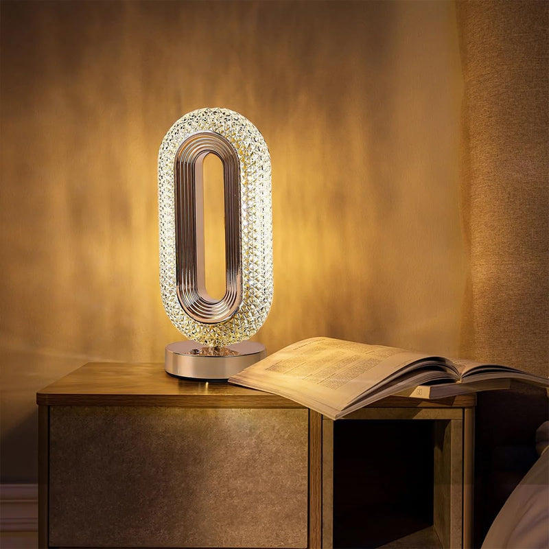 Modern Table Lamp, 3 Color LED Night Light for Bedroom, Rechargeable Minimalist Small Nightlight for Living Room, Bedside, Bar & Dining Room, Festive Mood Ambient Lighting