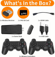 YU WELL Wireless Retro Game Console, Plug & Play Video TV Game Stick With 10000+ Games Built-in, 9 Emulators, 4K HDMI Output for TV with Dual 2.4G Wireless Controllers