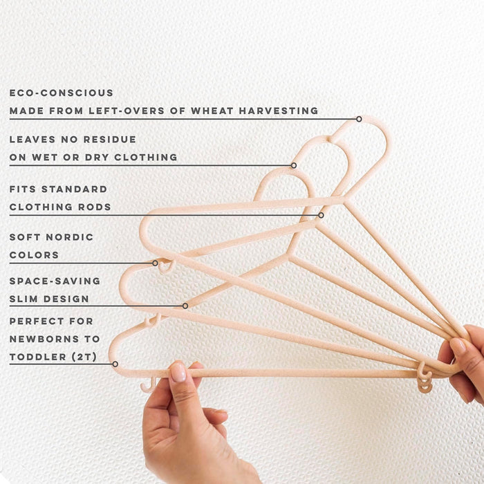 3 Sprouts Baby Wheat Straw Plastic Clothes Hangers - Pack of 30 - Speckled Gray