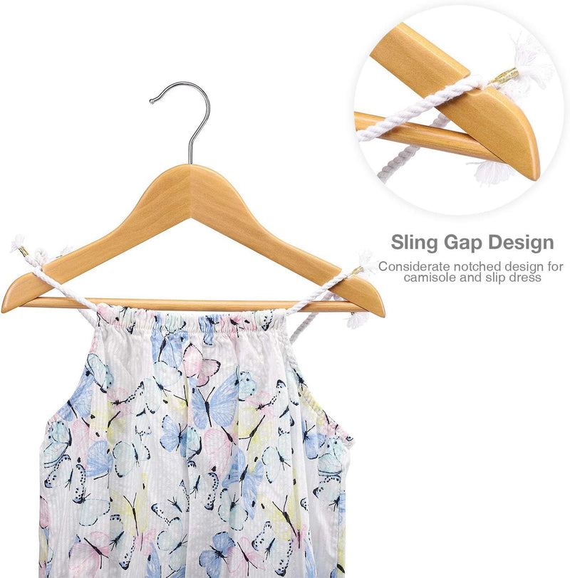 HOUSE DAY Wooden Baby Hangers for Closet 20 Pack, Kids Wooden Hangers Baby Clothes Hangers, 360° Swivel Hook Heavy Duty Toddler Hangers Baby Coat Hangers for Suits, Pants and Jackets, Natural
