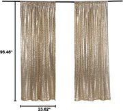 LQIAO 2 Panels Light Gold Sequin Backdrop Glitter Fabric for Wedding Birthday Parties Shimmer Wall-2x8ft
