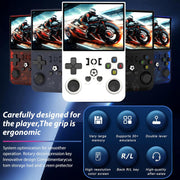 r36pro Retro Handheld Game Console Linux System 128G Card 20000+ Game,Portable Retro Game Console 3.5 IPS Screen Support 802.11n WiFi connecto (Clear Black-128G) - Blue