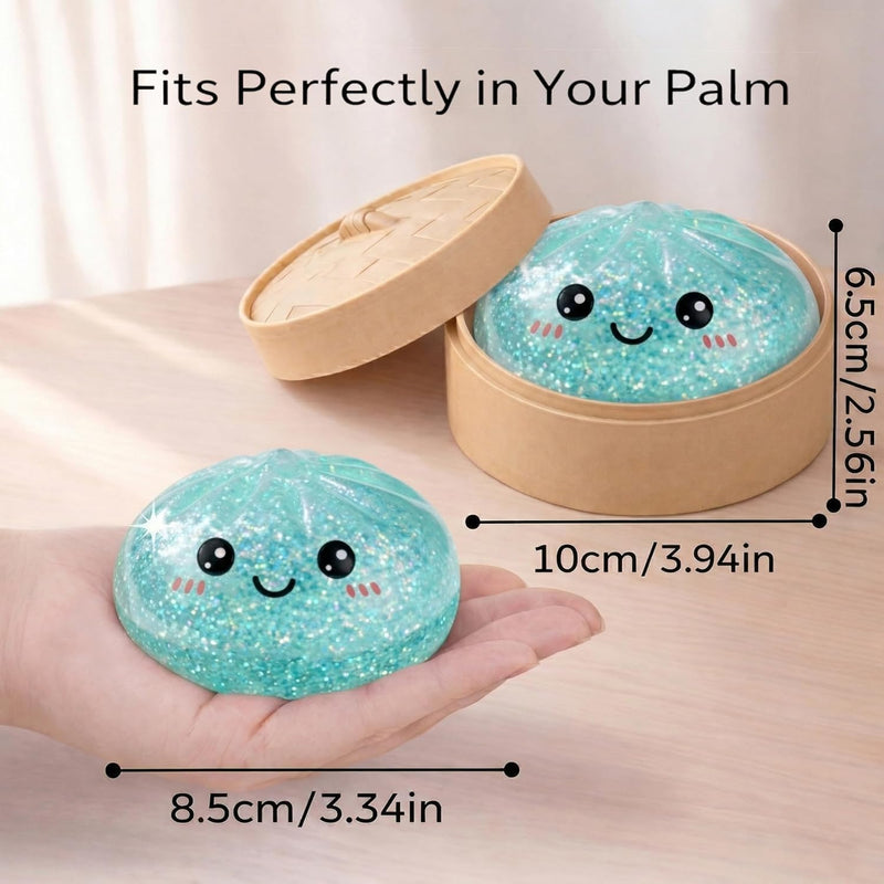 SLEEPHEADBig Dumpling Squishy ToyStress Relief Ball - Sparkle Filled Sensory Squeeze Tool,Cute Adorable Soft Silicone Squeeze Toy