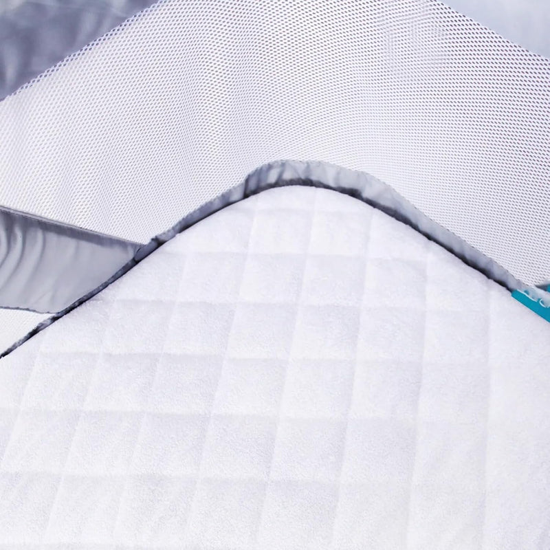 Buy All Here Infant Foam Moses Basket Mattress, Thick and Super Soft, Oval Shaped Mattress Fits Mamas & Papas Mothercare, Double Sided, Removeable Quilted Zip Cover, Made in UK (74 x 33 x 4 CM)