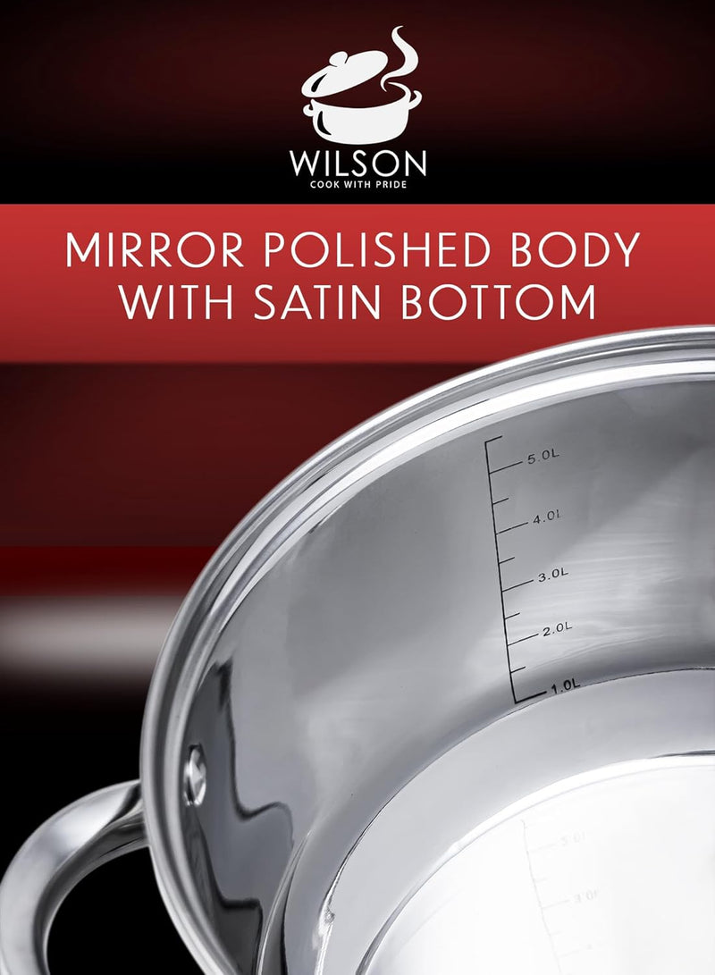 Cuisine Art Wilson Stainless Steel Cookware Set, 12-Piece, Casseroles, Saucepan, Fry Pan, Ergonomic Handles, All Cooktop Compatible, Dishwasher Safe, Durable, Stylish Kitchen Essentials