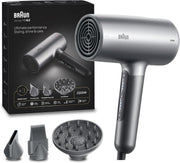 Braun Hair dryer HD4.3 Ultimate Performance, Styling, Shine & Care, HTDC Motor, 2200 Watts, Touch Control, with Drying Nozzle, Straightening Comb, Curl Diffuser, BRHD435SDE - Electro Grey - HD4.3
