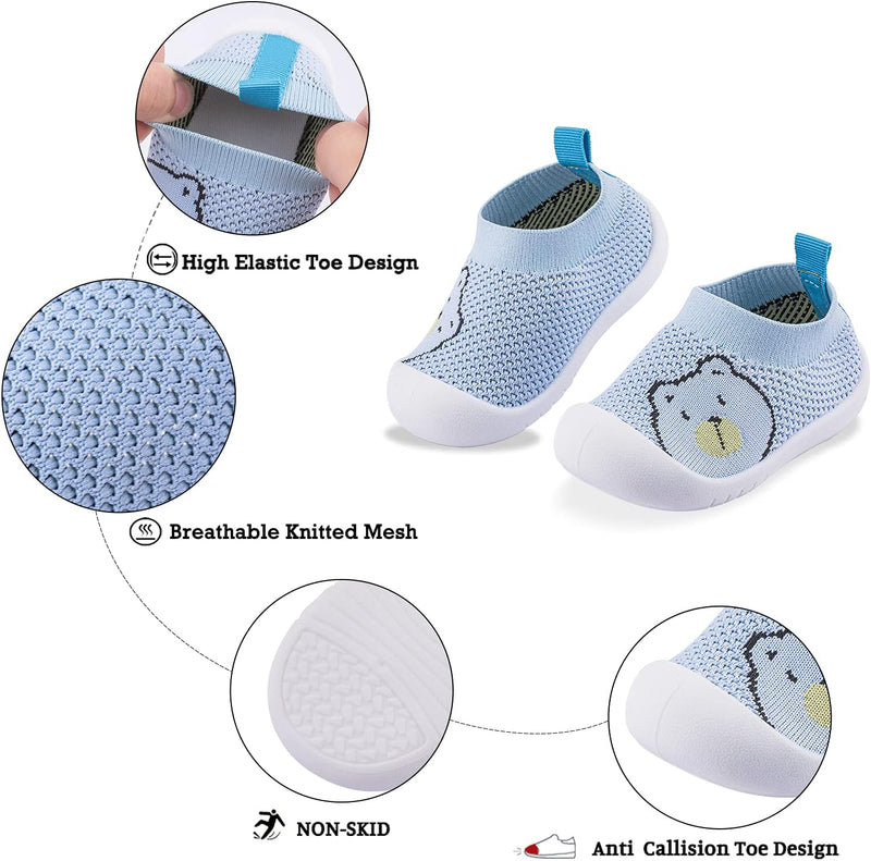 Baby Toddler Non-Skid Sock Shoes Indoor Slipper Breathable Cotton Mesh Lightweight Sole Infant Boy Girls Kids Children
