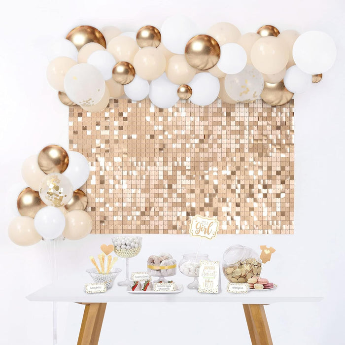 LuoluoHouse Shimmer Wall Panel Sequin Backdrop Panels 12 Packs-Iridescent Silver Backdrop for Graduation Anniversary Backdrop Wall Backdrops Engagement Decoration