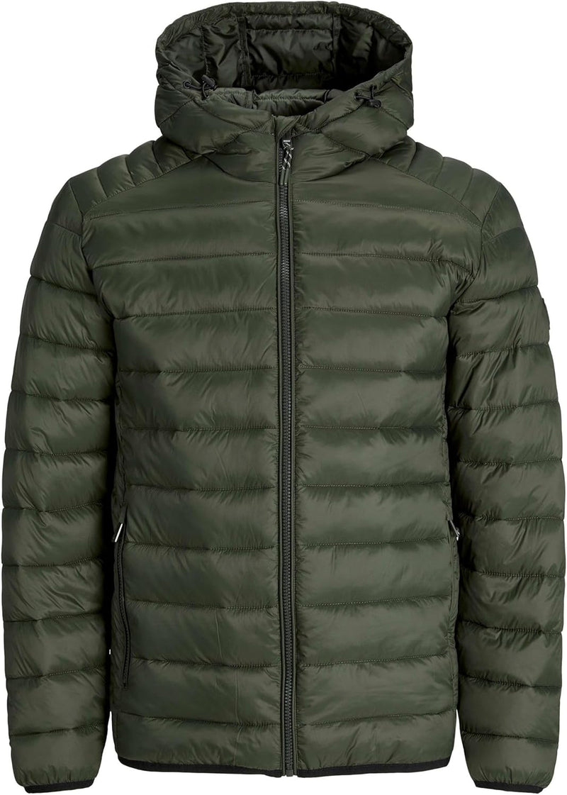 mens JJEBRADLEY LIGHT PUFFER HOOD NOOS Quilted Jacket - Rosin