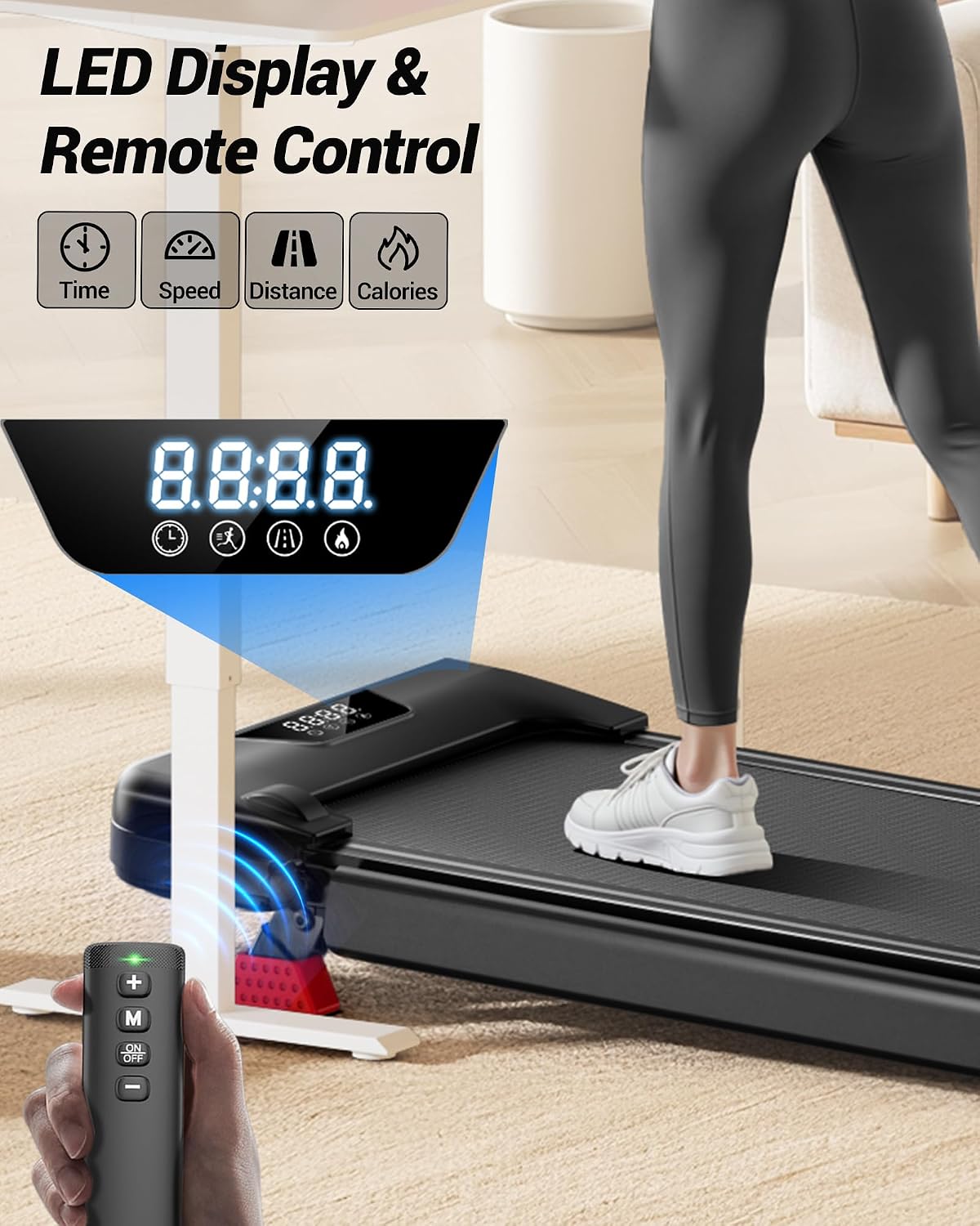 Treadmill with 15% Incline Walking Pad Running Machine 10KM/H 3HP Motor Under Desk Electric Folding Treadmills 4-in-1 for Home Compact Portable Quiet 136KG Capacity with Remote Control LED Display – image 3