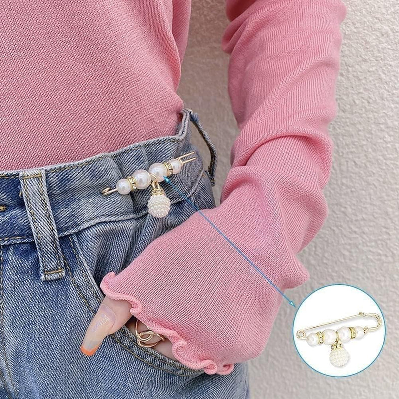 Goodern 13 Pcs Pearl Brooch Pins,Fashion Sweater Shawl Clips Muslim Scarf Hijab Pins,Faux Pearl Collar Waist Pants Safety Pin for Women Girls,Neckline Pins Clothing Dresses Decoration Accessories