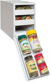 SpiceStack Adjustable Spice Rack Organizer, Pull-Down 12-Bottle Seasonings and Spices Holder for Kitchen Cabinet and Pantry Organization, White - White 12 bottles