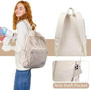 Corduroy Backpack for Men Women, VASCHY Casual Cute Fleece School Bag 15.6 inch Lightweight Daypack for Teens/Men/Women Travel